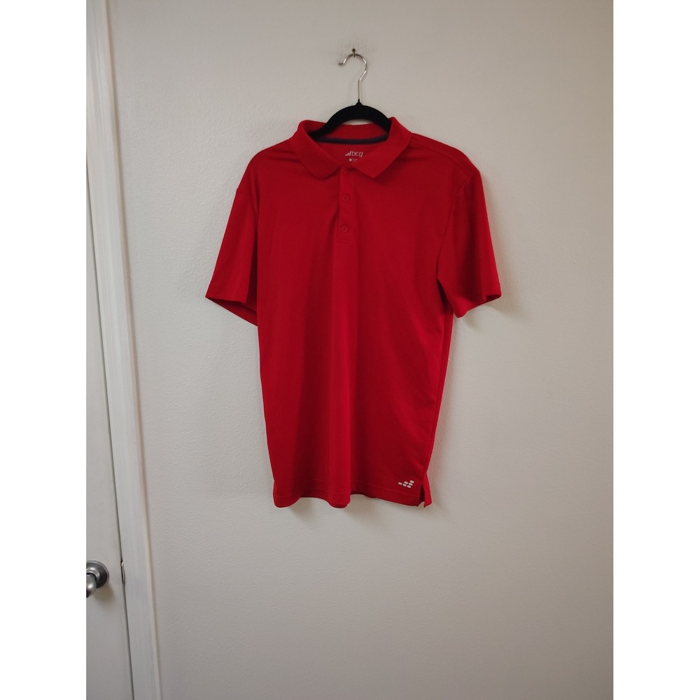 BCG Mens Short Sleeve Polo‎ Shirt Red Performance Golf Athletic Size M